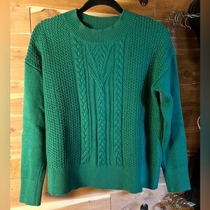 Banana Republic Factory Mock Neck Emerald Green Cabled Sweater Size S